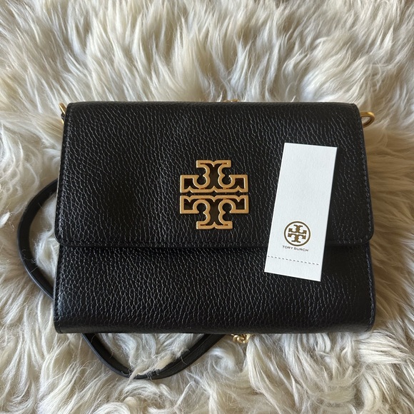 Tory Burch Britten purse bag chain wallet black leather new with tags! - Picture 10 of 14